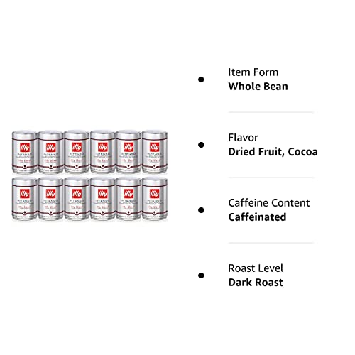 Illy Whole Bean Coffee, Dark Roast, 8.8 Oz (250G), 12 Cans #TOP3