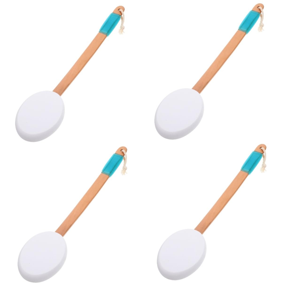 Healvian 4piezas Cepillo De Mango y Esponja Para Exfoliación De Espalda Aplicador De Protector Solar Multifuncional Para Baño y Cuidado Personal