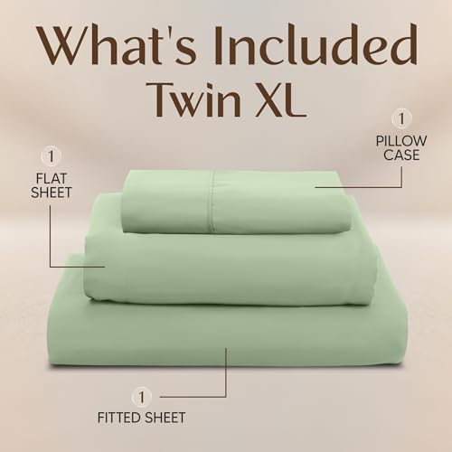 Image of Utopia Bedding Twin XL Sheet Set - 3 Piece Bed Sheets for Twin XL Size Bed, Soft and Breathable Microfiber, Includes 1 Fitted Sheet, 1 Flat Sheet and 1 Pillowcase (Sage)