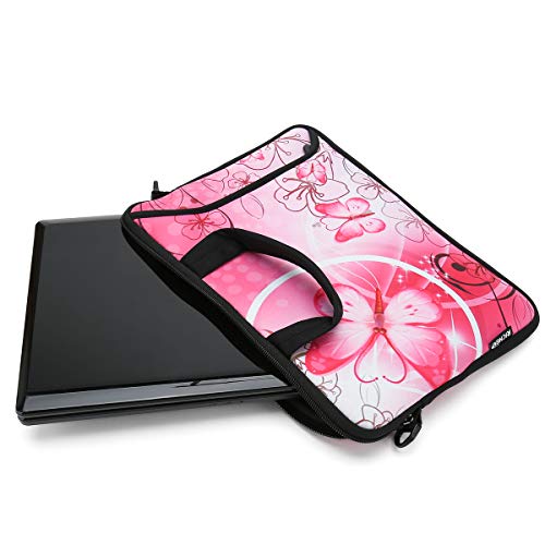 Richen 9.7 10 10.1 10.2 Inches Messenger Bag Carrying Case Sleeve With Handle Accessory Pocket Fits 7 To 10-Inch Laptops/Notebook/Ebooks/Kids Tablet/Pad (7-10.2 Inch, Pink Butterfly) #TOP7