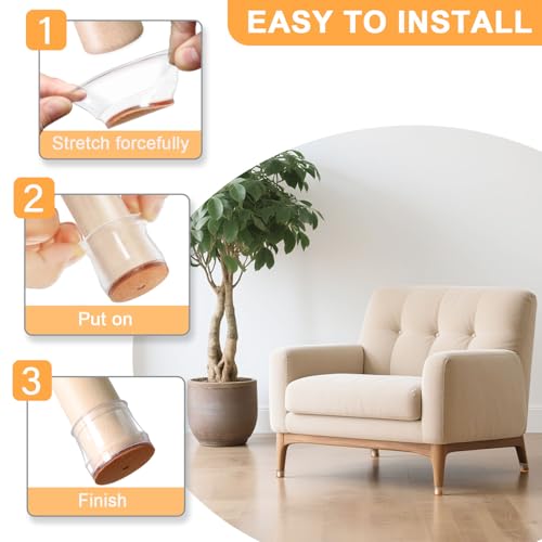 Image of Chair Leg Floor Protectors Round, Silicone Chair Leg Protectors for Hardwood Floors, Chair Leg Caps Covers Protect Wooden Floors from Scratching 20 Pcs Small (Fit:8 /16 inch to 15 /16 inch)