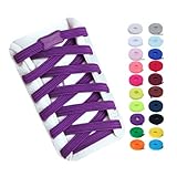 Booyckiy No Tie Elastic Shoelaces for Kids, Adults and Elderly - 16 Colors (41in(105cm) 1 Pair, Dark Purple)