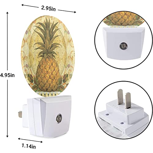 Image of EKOBLA Boho Pineapple Night Light, Summer Tropical Fruit Night Lights Plug Into Wall with Light Sensor for Bedroom, Kitchen and Home Decor