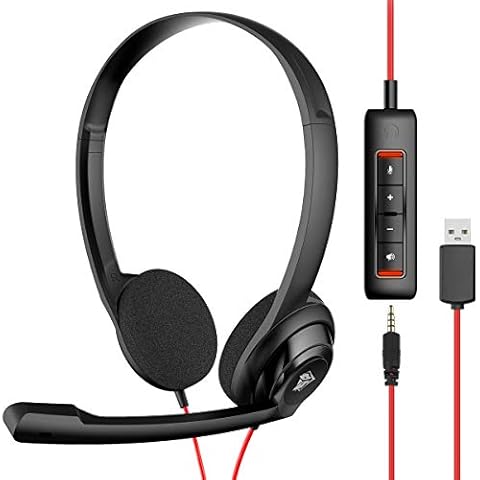 NUBWO PC Headset USB with Noise Cancelling Mic, 3.5mm/USB Computer Headset with Detachable surround sound Vol./Mute USB Control, On-Ear Wire Voip Headsets for casual gaming, e-learning and music Cover