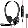 NUBWO USB Headset with Microphone for Laptop PC, headphones with Noise Cancelling Microphone for Computer, On-Ear Wired…