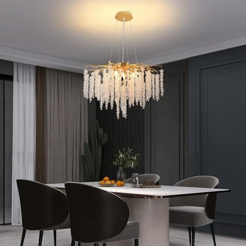 Image of Luxury Modern K9 Crystal Chandelier Lighting Fixture | Italian Style 6-Light Crystal Chandelier Ceiling Light for Living Room, (Round-corona-600MM)