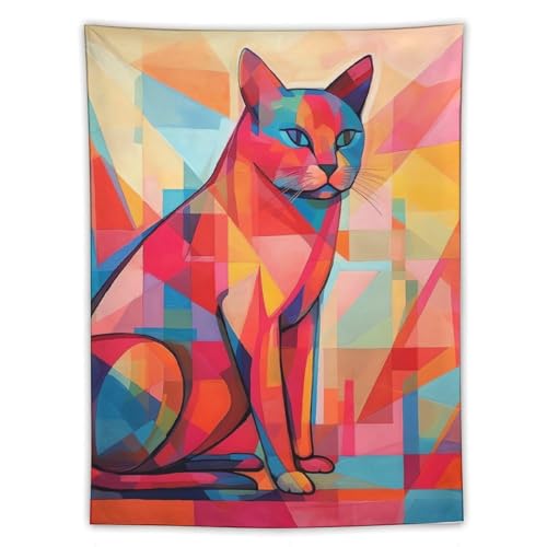 Tapisserie murale chat moderne pour creer une ambiance esthetique et cocooning en chambre