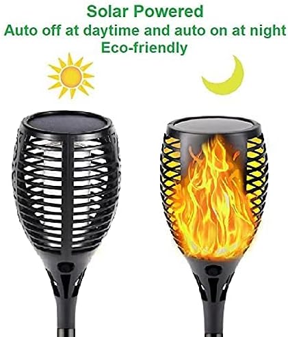 QINOL 4-Pack Solar Lights Outdoor (Higher & Larger Size) Solar Torches with Flickering Flame Waterproof Landscape Solar Torch Lights for Pathway Garden Yard- Dusk to Dawn Auto On/Off