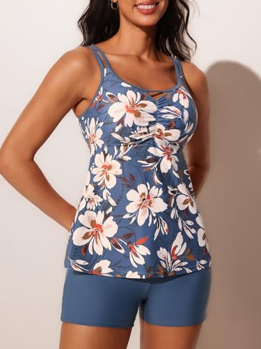 Summer Mae Womens Tankini Swimsuits 2025 Two Piece Bathing Suits Tummy Control Ruched Swim Suits with Shorts2