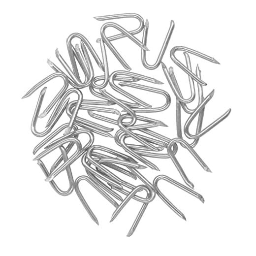 OMOTOOL Steel Wire Fencing Staples (200 pcs), Galvanized U-Shaped Fasteners Nails for Wire Mesh and Woven Fencing