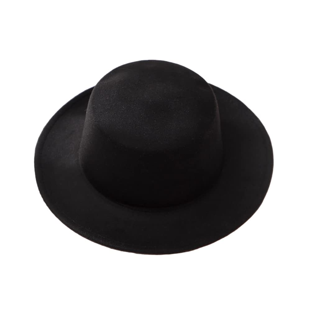 Black Fedora Hat for Women Men Classic Elegant Wide Brim Derby Cap Church Wedding Party Performance Cosplay Daily Wear