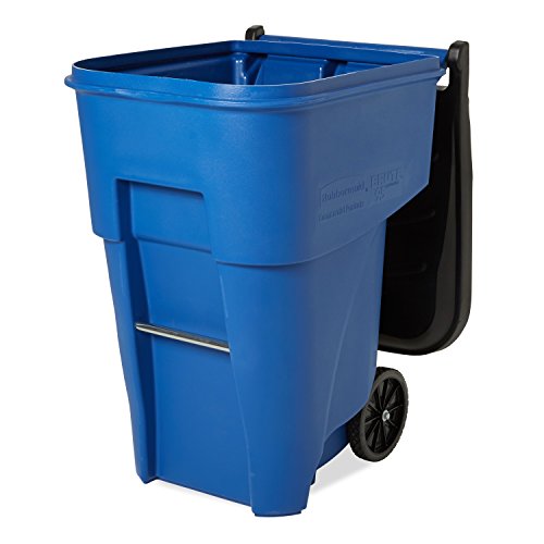 Image of Rubbermaid Commercial Products BRUTE Rollout Trash /Garbage Can /Bin with Wheels, 95 Gal, Blue, for Restaurants /Hospitals /Offices /Back of House /Warehouses /Home