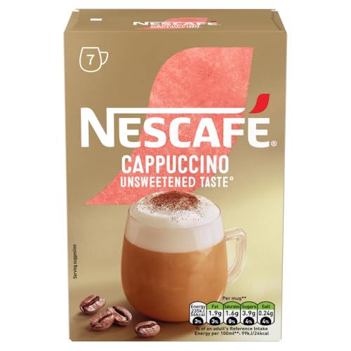 Image of NESCAFE Cappuccino Unsweetened Instant Coffee 7 Sachets, 100percent Responsibly Sourced Coffee Pack of 1