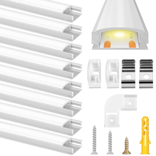 Flintronic Profilé Aluminium LED 2.4m(8 * 0.3m) Forme en U, Profilé Led Encastrable pour Plaques de Plâtre, Profile alu pour Ruban led, Compact Finition Professionnelle Pour Ruban LED