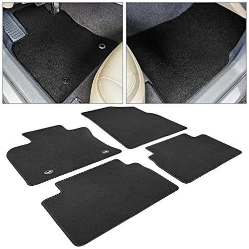 Ikon Motorsports, Floor Mats Compatible With 2018-2023 Toyota Camry, Black Nylon Carpet Front & Rear 4Pc Set, 2019 2020 #TOP1
