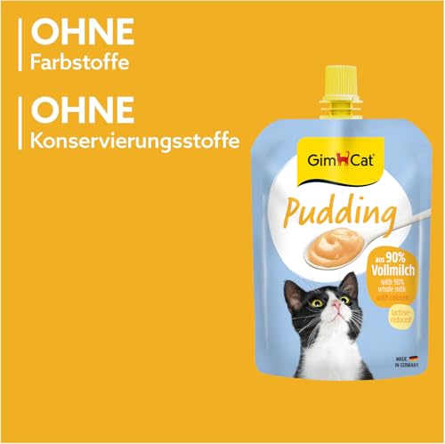 GimCat Pudding mit Calcium - Katzensnack aus echter laktosereduzierter Vollmilch für gesunde Knochen - 1 Beutel (1 x 150 g)