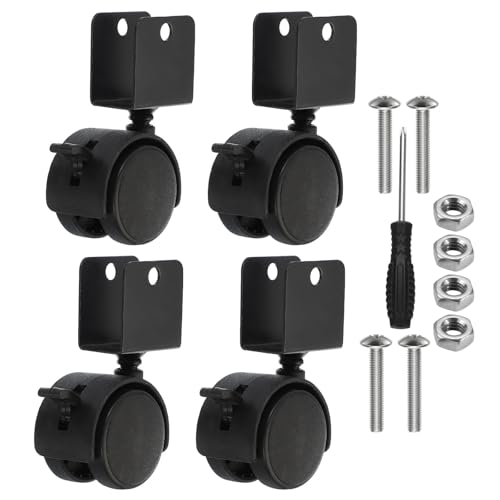 PATIKIL 1.5 Swivel Caster with 7/9 U Bracket, 4 Pack 360° Rotation Swivel No Noise Wheel with Brake Total 66 Lbs Locking Caster for Furniture Legs