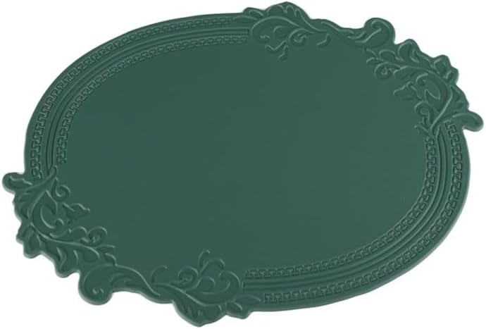 Oval Embossed Leather Placemat Retro Non-Slip Heat Insulation Western Table Mat(Gray)