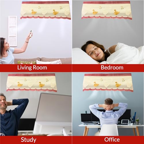 Image of Cotton Net Split AC Cover Indoor Unit for 1.5 Ton Capacity AC, Premium Work Indoor AC Dust Protection Cover Designer Summer Ac Cover for 1.5 Ton Ac (38 X 15.35 X 7.8 inch, Peach)
