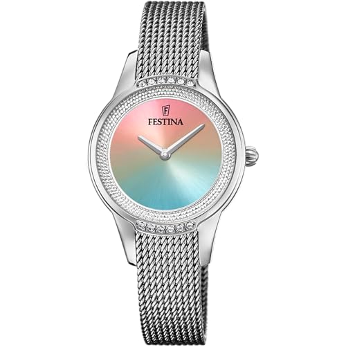 Festina Orologio da donna in acciaio con set di zirconi e bracciale a maglie F20494/9