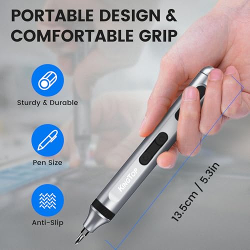 KINGTOP Precision Screwdriver Set, 52‑in‑1 S2 Steel Magnetic Bits, Anti‑Slip Handle, Pop‑Up Aluminum Case – Mini Electric Screwdriver Kit for Electronics Repair, Phones, Laptops & Gadgets - Image 8