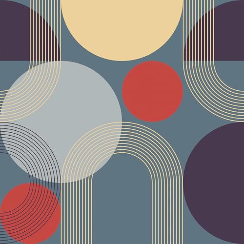 VEELIKE Modern Geometric Wallpaper Circles and Lines Geometric Peel and Stick Wallpaper Green Contact Paper for Walls Patterned Wall Mural for Bedroom Living Room Removable 44.5cm×300cm