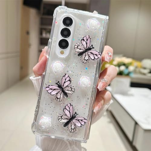 Coque Samsung Z Fold 5 motif fleur papillon rigide transparente et durable