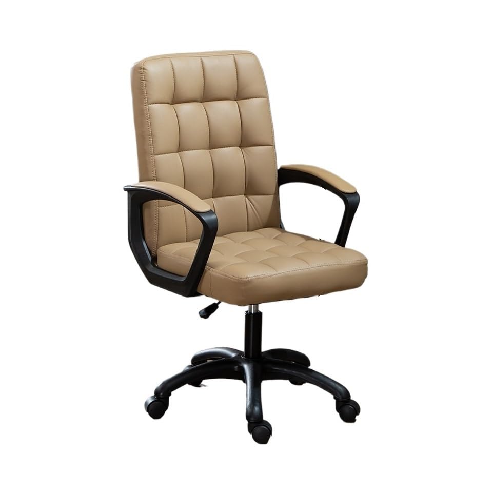 Krzesło komputerowe Obrotowe krzesło biurowe z wyściełanym siedziskiem i podłokietnikami(Beige)