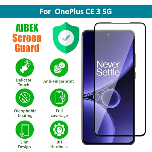 Image of AIBEX Tempered Glass for OnePlus CE 3 5G| 9H Hardness | Anti-Glare & Anti-Fingerprint | Water Resistant | Edge-to-Edge Full Screen Protector | Bubble-Free Installation