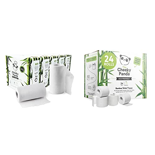 The Cheeky Panda – Bamboo Kitchen Rolls | Bulk Box of 10 Rolls (5 Pack of 2 Rolls, 2-Ply) | Biodegradable, Multipurpose & Bamboo Toilet Tissue Paper | Bulk Box of 24 Rolls (3 Ply, 200 Sheets), white