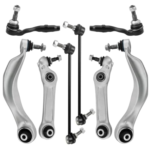 Image of Detroit Axle - RWD Front End Kit for BMW 528i 535d 535i 550i, 640i 650i Gran Coupe ActiveHybrid 5, 4 Lower Forward and Rearward Control Arms with Ball Joint 2 Sway Bars 2 Outer Tie Rods Replacement