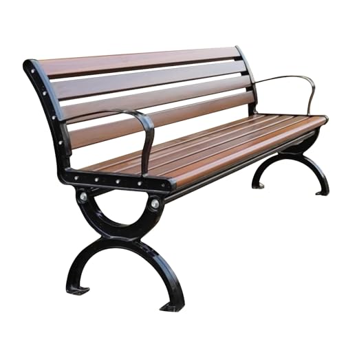Banc de parc haut de gamme en bois massif traité avec finitions soignées couleur marron
