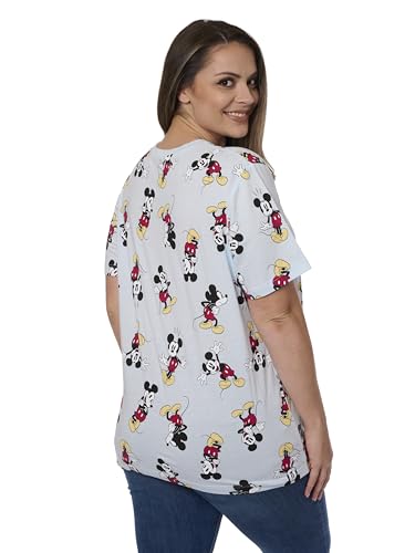 Disney Women's Mickey Mouse All Over Print T-Shirt, Officially Licensed Cute Summer Graphic Tee for Women Regular & Plus Size3