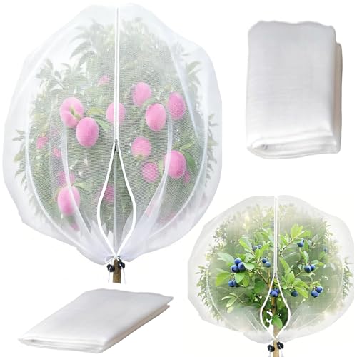 Garden Mesh Netting with Drawstring & Zipper,2PACK Pest Barrier Insect Netting Plant Mesh Cover for Vegetable Flowers Fruits Plants (2.3FTx 3.3FT+3.3FT x 4.9FT)