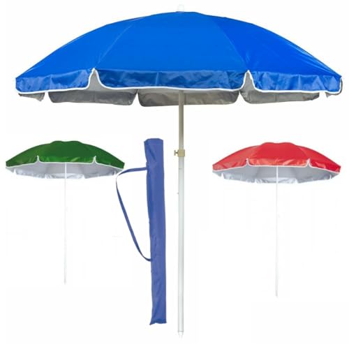 Guarda-sol Grande Liso Praia E Piscina Alumínio 2,2m Verão com Capa com Alça para Transporte (Azul)