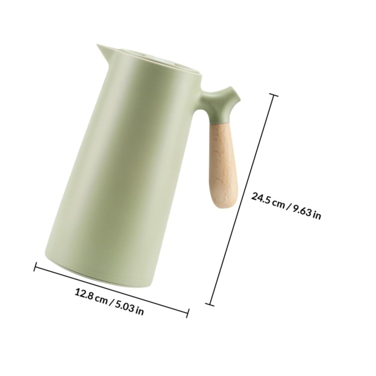 Uonlytech Isolierte Thermoskanne 1l mit Holzgriff und Kunststoffglas Innenbehälter Doppelwandig und Sauberer Innenraum für Büro und Zuhause