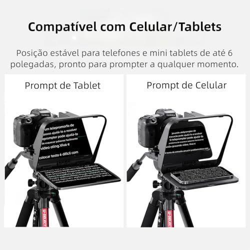 Image of ULANZI RT02 Universal Teleprompter for Tablets, Smartphones and Cameras with Remote Control and 5 Camera Lens Adapter Rings with Cold Shoe Mount and 1 /4 inch Threaded Hole