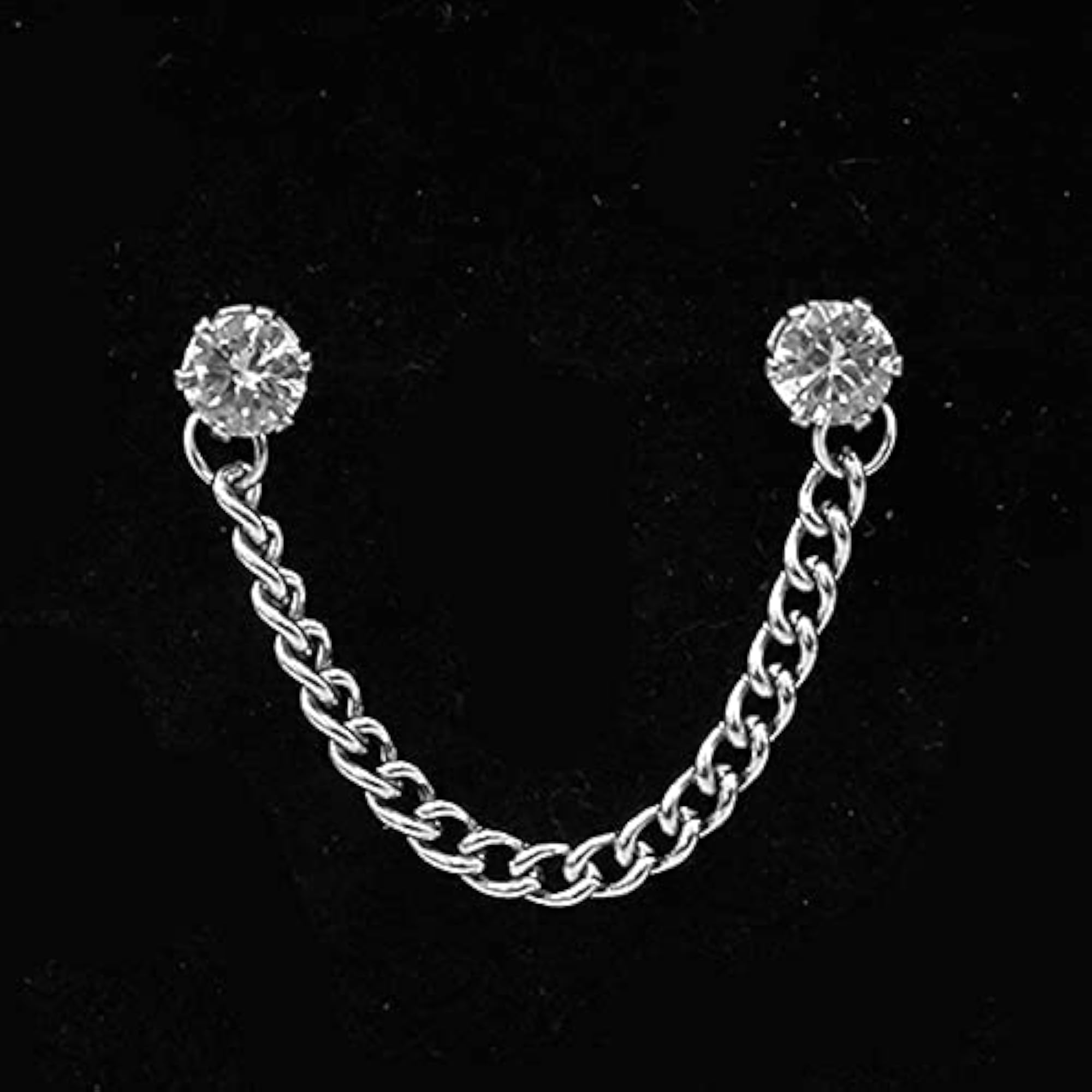 Men's Rhinestone Cuff Chain Wrap Tassel Earrings
