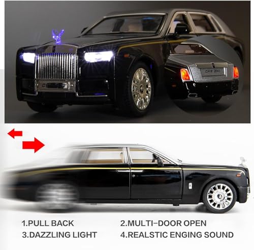 Image of VARIYA ENTERPRISE Exclusive Alloy Metal Pull Back Die-Cast Car Diecast Metal Pullback Toy Car with Openable 6 Doors,Light Music Boys Gifts Toys (1:24 Rolls Royce Phantom)