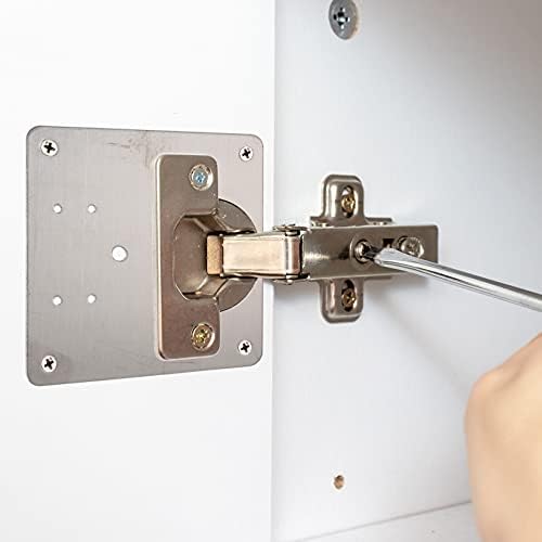 2 Pcs Hinges Repair Brackets, Stainless Steel Hinges Repair Plates with Holes, Kitchen Cupboards Cabinets Doors Hinges Flat Fixing Joining Mending Plates Braces Brackets, with 16 Pcs Screws