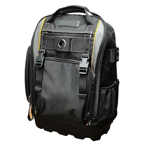 Waterproof Tool Bag Heavy Duty Tool Backpack with Rubber Bottom Multi-pockets Waterproof Puncture-resistant Tool Bag Electrician Tools Organizer For Household And Maintenance