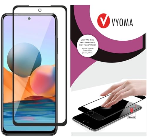 Image of VYOMA Military-Grade Gorilla Tempered Glass for Redmi Note 10 Pro / Note 10 Pro Max / Note 11 Pro / Note 11 Pro+ / Mi 11i / Mi 11X / Mi 11X Pro (Black) Edge to Edge Full Screen Coverage | Scratch Resistant | Easy Installation Kit | Screen Protector for Smartphone | Bubble-Free | Ultra Clear HD Glass | Oleophobic Coating | Pack of 1