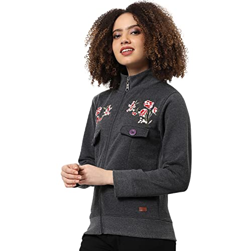 Image of PINACOLADA Women's Colorblock Sweatshirt with Ribbed Hem for Casual Wear | Low-High Neck | Long Sleeve | Button Closure | Cotton Sweatshirt Crafted with Comfort Fit for Everyday Wear