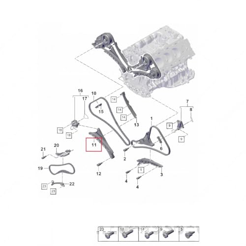 Tensor de cadena de distribución del motor 9A710950910 kit cadena bomba aceite 3