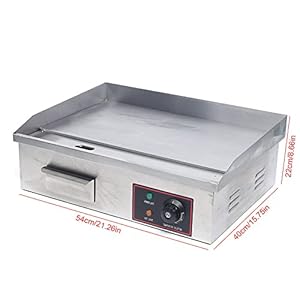 Commercial Electric Griddle 22" 1.6KW Flat Top Griddle Grill Teppanyaki Grill Non-Stick Countertop BBQ Grill Adjustable Temp Control for Pancake Chicken Steak Commercial Electric Griddle 22 16KW Flat Top Griddle Grill Teppanyaki Grill Non Stick Countertop BBQ Grill Adjustable Temp Control for Pancake Chicken Steak