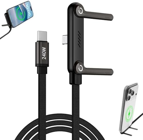 NOYMI Type-C to Lightning Gaming Cable with PD 27W Fast Charging and Adjustable Holder – Compatible with iPhone 14/14 Pro/14 Pro Max, 13 Series, 12, 11, X, 8 & Below,8k video transmission.