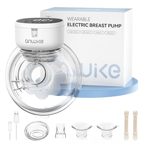 ANWIKE Wearable Breast Pump Hands Free 230g – Quiet 40dB Electric Breast Pump with 4 Modes 9 Levels, 2.5h Fast Charge, Smart Timer, 135° Flange, BPA-Free, for Travel & New Moms, Black
