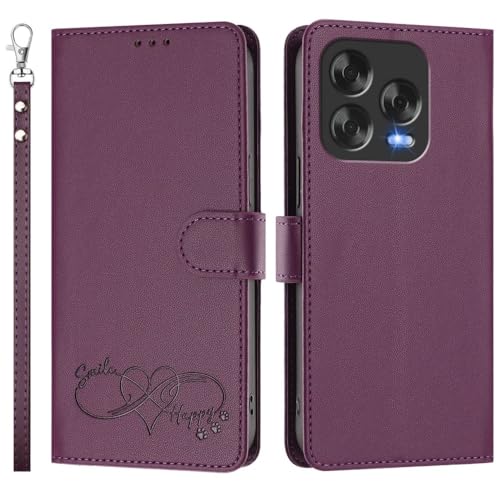 Étui portefeuille pour Nokia C22 : housse de protection à clapet aimanté violet uni