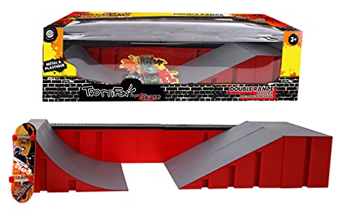 TROTTIFUN - Finger Skate e uma Rampa dupla - 031438 - Metal e plástico - skate - dedo - brinquedo infantil - aniversário - presente - colecionável - prancha de skate - A partir de 3 anos