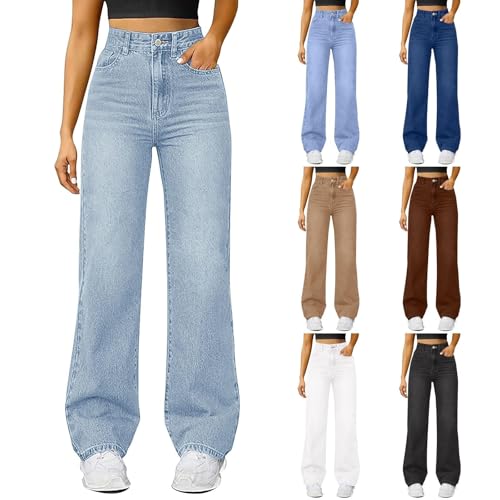 Generisch Stretch Jeans Damen,Baggy Jeans Damen High Waist,Klamotten Teenager Mädchen,Leichte Sommerjeans Frauen,Hosen für Mädchen,Hosen Women Elegant, Mädchen Streetwear